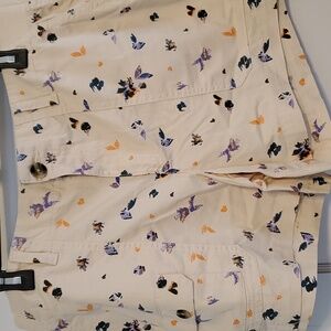 Geo Print Flowers Shorts On A Cream Background